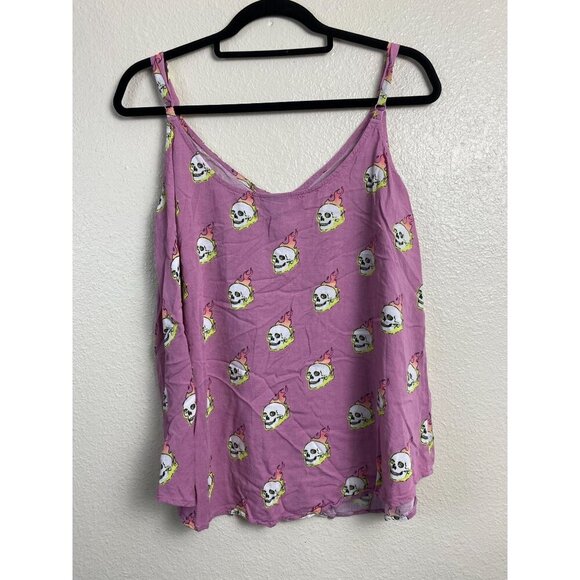 torrid Tops - Torrid Pink Skull Sleeveless Top Women Plus Size 2X Goth Grunge Punk Flowy Light
